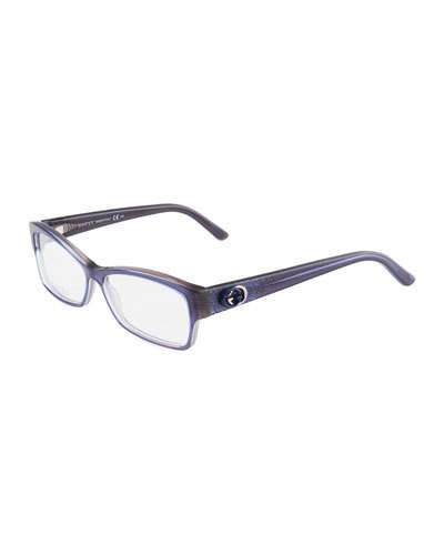 Rectangle Acetate Optical Glasses, Blue
