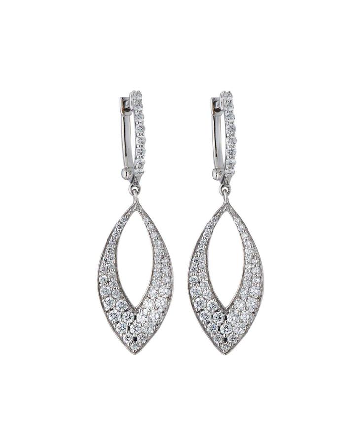 Classic 18k White Gold Diamond Drop Earrings