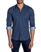 Men's Micro-woven Long-sleeve Button-down Shirt W/ Paisley Facing