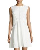 Crochet-trim Sleeveless Fit-&-flare Dress, Off White