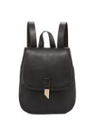 Lola Leather Flap Backpack, Black
