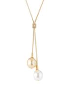 14mm Double-pearl Lariat Necklace
