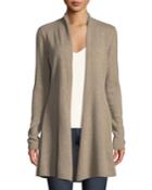 Cashmere Open-front Flared Cardigan, Tan
