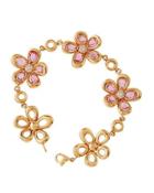 Spring 18k Rose Gold Pink Sapphire & Diamond Flower Station Bracelet