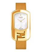 29x49mm Ff Two-tone Gold Ip Watch With Brown