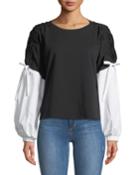 Drawstring Long-sleeve Blouse