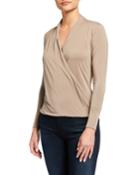 Surplice Faux-wrap Long-sleeve Top