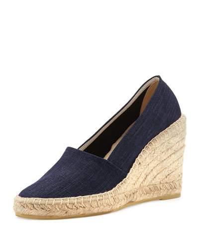 Lola Linen Wedge Espadrille Pump, Navy