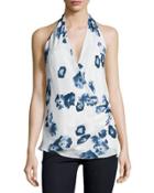 Halter-neck Floral-print Top,