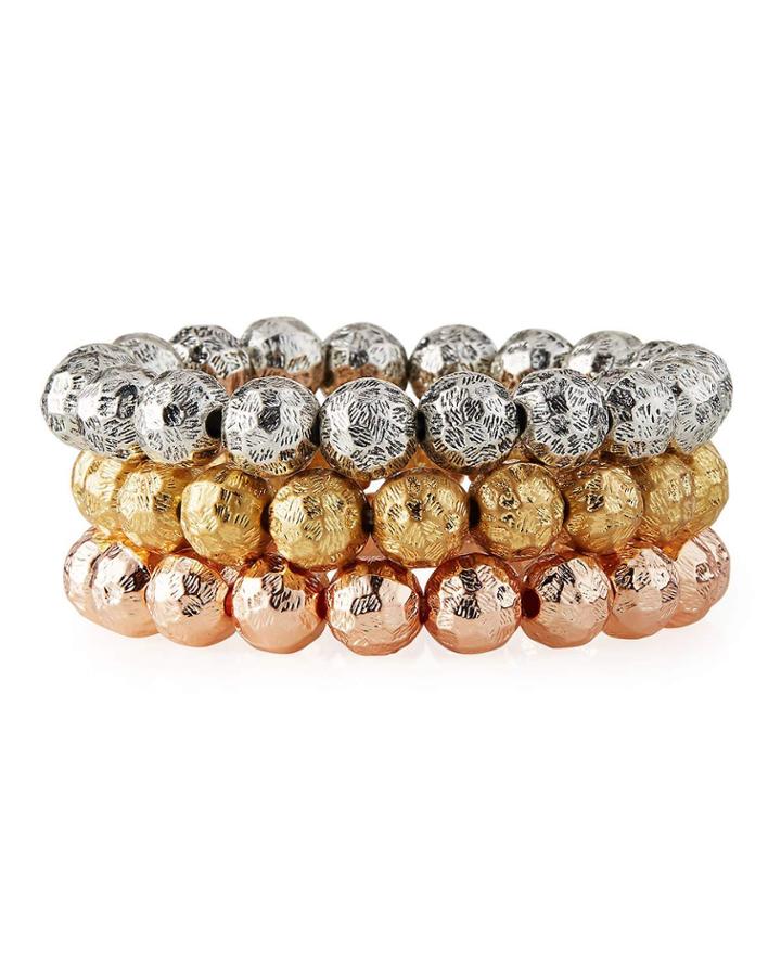 Tricolor Bead Stretch Bracelets,