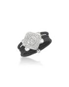 Four-row Micro Cable Pave Diamond Ring, Black,