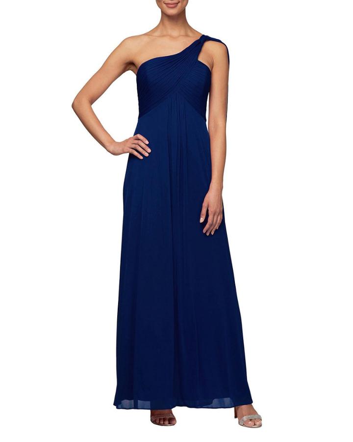 One-shoulder Empire-waist Long