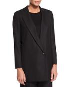 Easy Textured One-button Jacket, Black