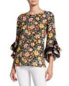 Sloane Floral-print Ruffle-sleeve