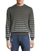 Men's Striped Fine-gauge Crewneck