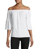 Polka-dots Off-the-shoulder Woven