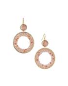 Crystal Circle-drop Earrings, Pink