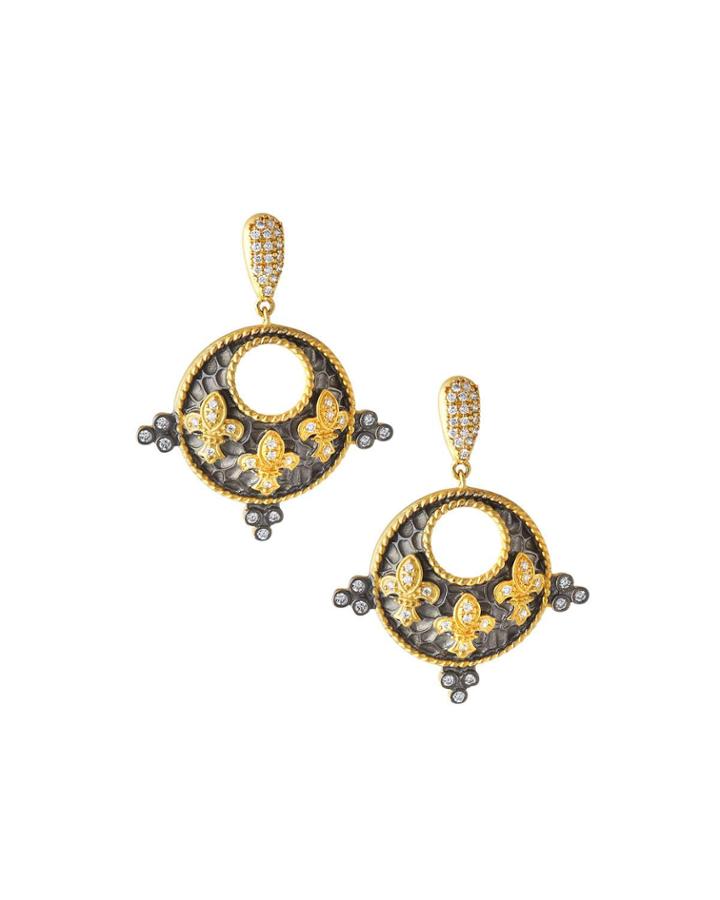 Hammered Fleur De Lis Drop Earrings