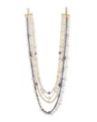 Multi-strand Pearly Bead Necklace, White/gray,