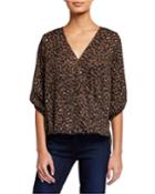 Animal-print High-low Wrap Top