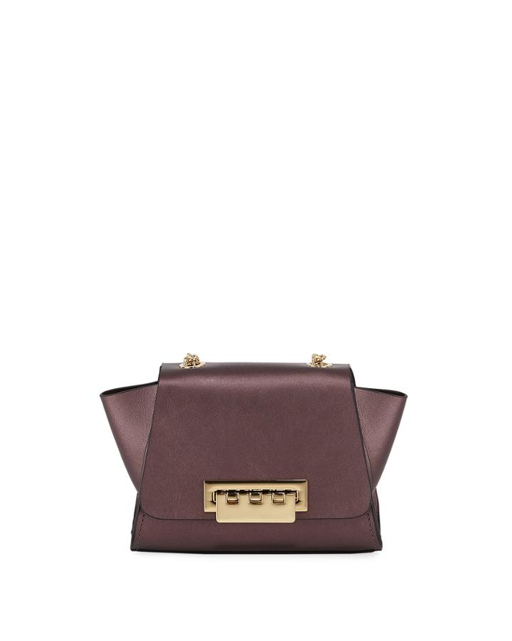 Eartha Mini Metallic Leather Chain Crossbody Bag, Purple