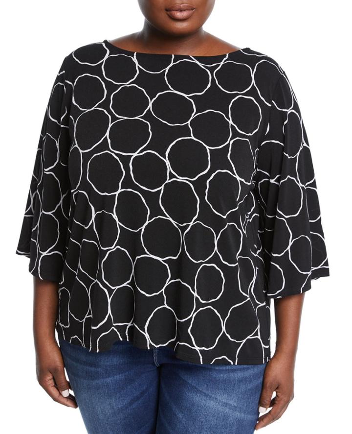 Cece Bateau Circle-print Crepe Top,