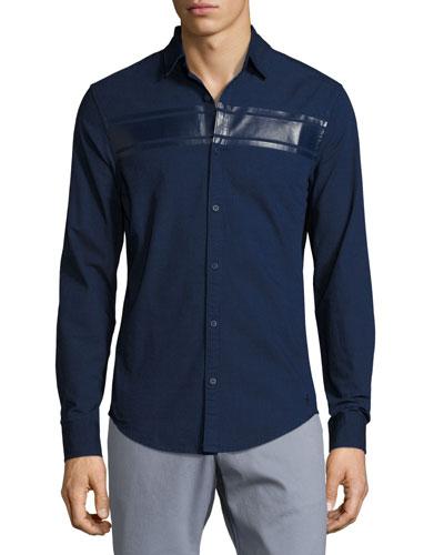 Long-sleeve Stripe-detail Woven