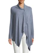 Draped One-button Asymmetric Cardigan, Blue