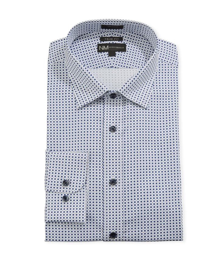 Men's Trim-fit Starburst Printed Dress