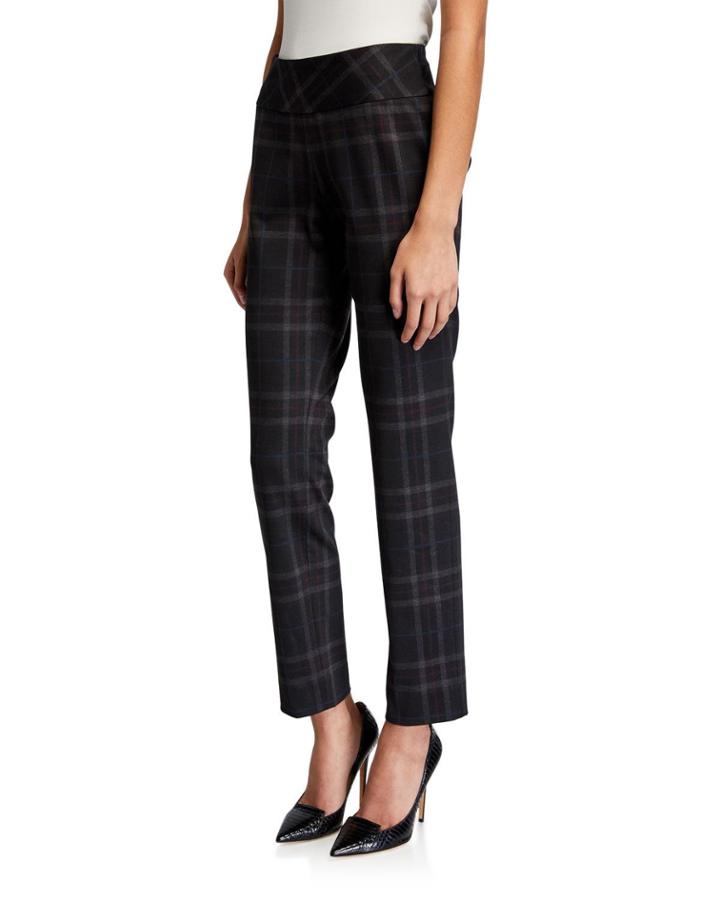 Plaid Ponte Pull-on Pants