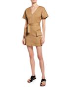 Bellamy Zip-front Short-sleeve Stretch-cotton Dress