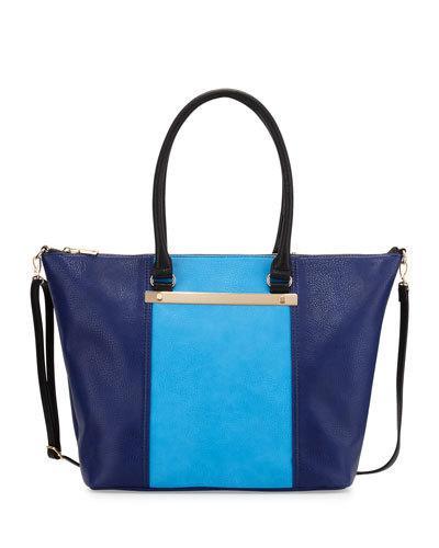 Sybil Bar Colorblock Tote Bag, Blue/navy