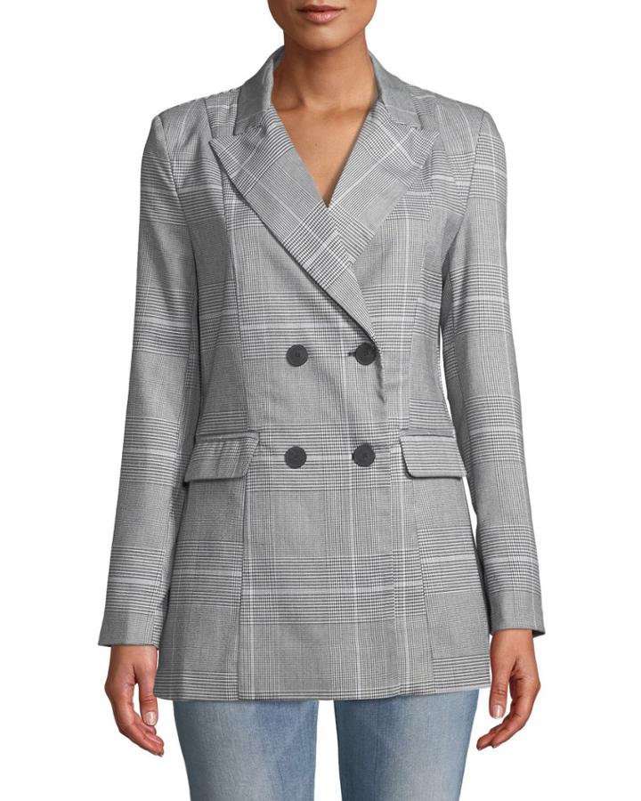 Double-breasted Plaid Blazer