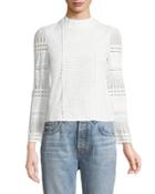 Mock-neck Eyelet-lace Blouse