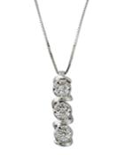 18k White Gold Linear Diamond Pendant Necklace