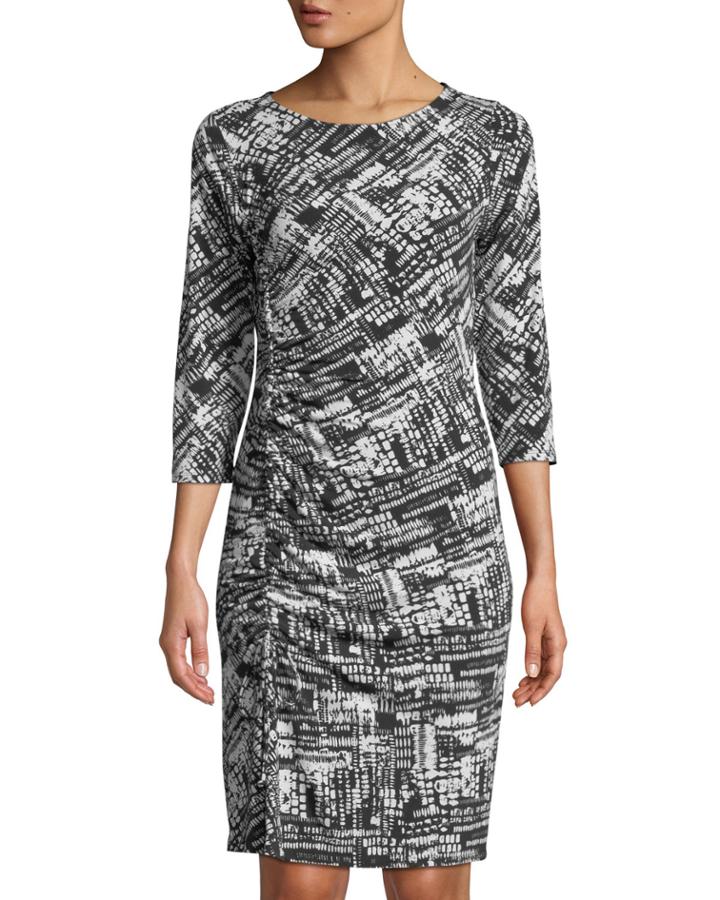 Shirred Abstract-print