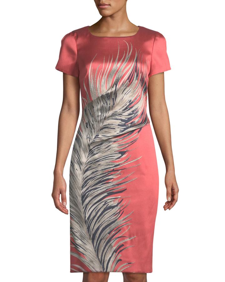 Short-sleeve Feather-print