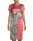 Short-sleeve Feather-print