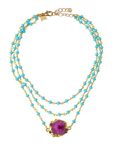 Triple-strand Beaded Crystal Station Necklace