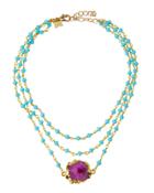 Triple-strand Beaded Crystal Station Necklace