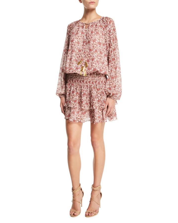 Adira Floral Silk Tiered Blouson