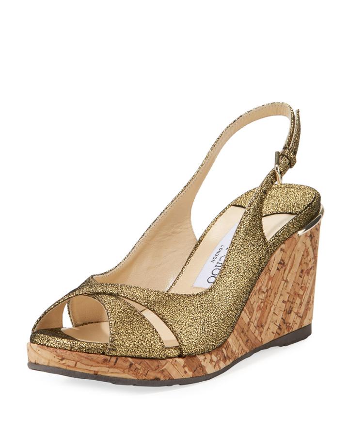 Amely 80mm Crackled Leather Cork Wedge