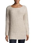 Long-sleeve Textured Sweater, Oatmeal