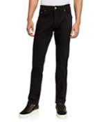 Dark-wash Straight-leg Jeans W/ Golden Hardware