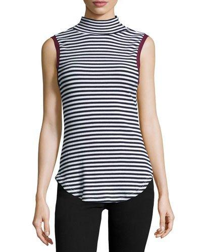 Tick Tock Striped Top, Navy/white