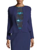 Crepe Zip-front Peplum Jacket