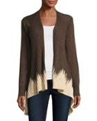 Dip-dyed Open-front Cardigan, Brown
