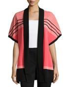Striped Open-front Jacket, Apricot/black/wheat