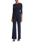 Lace-up Flare-leg Jumpsuit, Deep