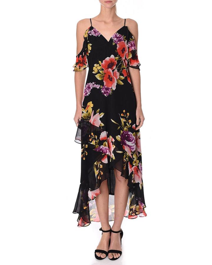 Floral Off-the-shoulder High-low